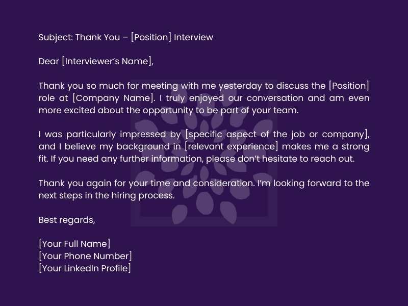 How to Follow Up After a Job Application or Interview: After interview example email
