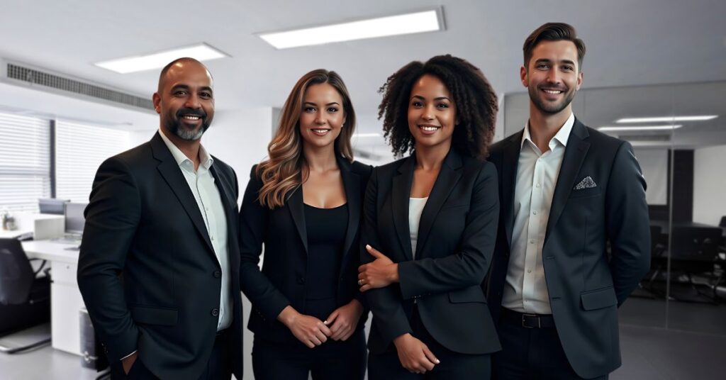 A group of diverse employees who've gone through skills development and are high-performing.