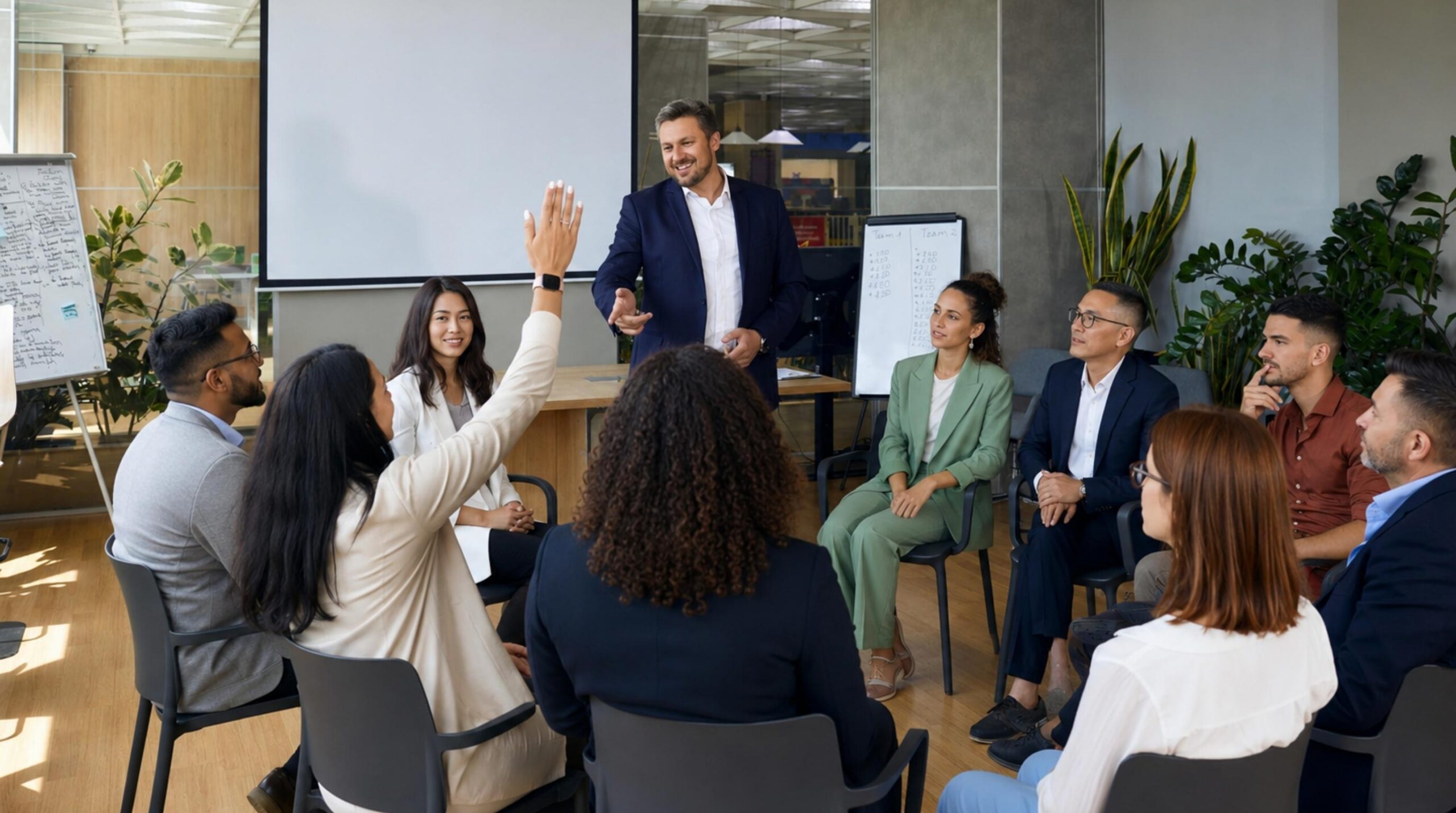 Business professionals participating in a workplace learning session that strengthens skills, leadership, and organizational performance.